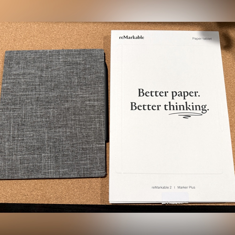 2 Paper Tablet with Gray Fabric Cover